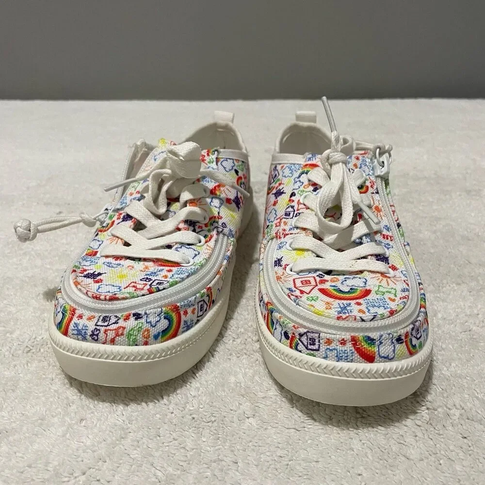 Billy Footwear Doodle Low top Zip Shoe Sneaker Youth 2 Unisex Rainbow Colorful